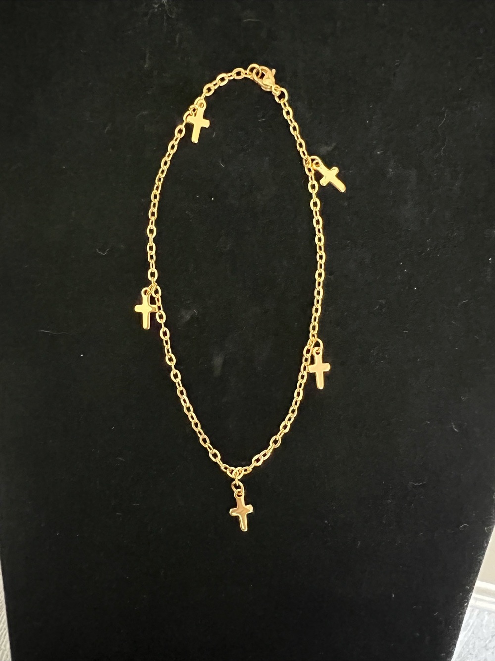 Gold Cross Charm Anklet
